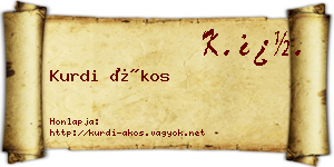 Kurdi Ákos névjegykártya